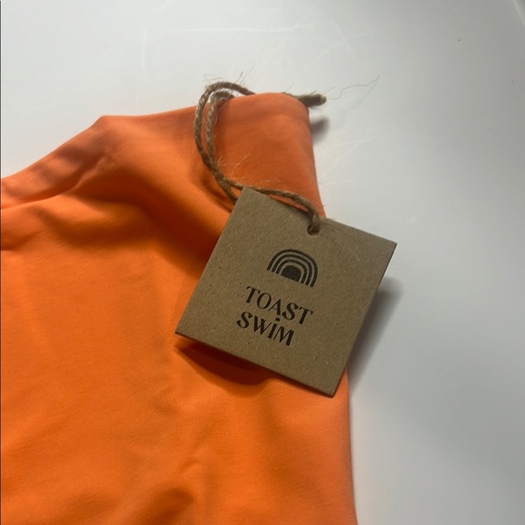 Toast Swim Orange Bikini Top One Shoulder Crop Top Swimsuit XSmall - Picture 2 of 4